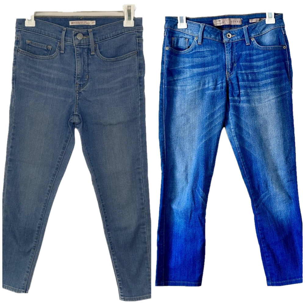 Lot of 2 Pairs Skinny Jeans Levi’s 311 Crop Guess Capri Jeans Size 27
